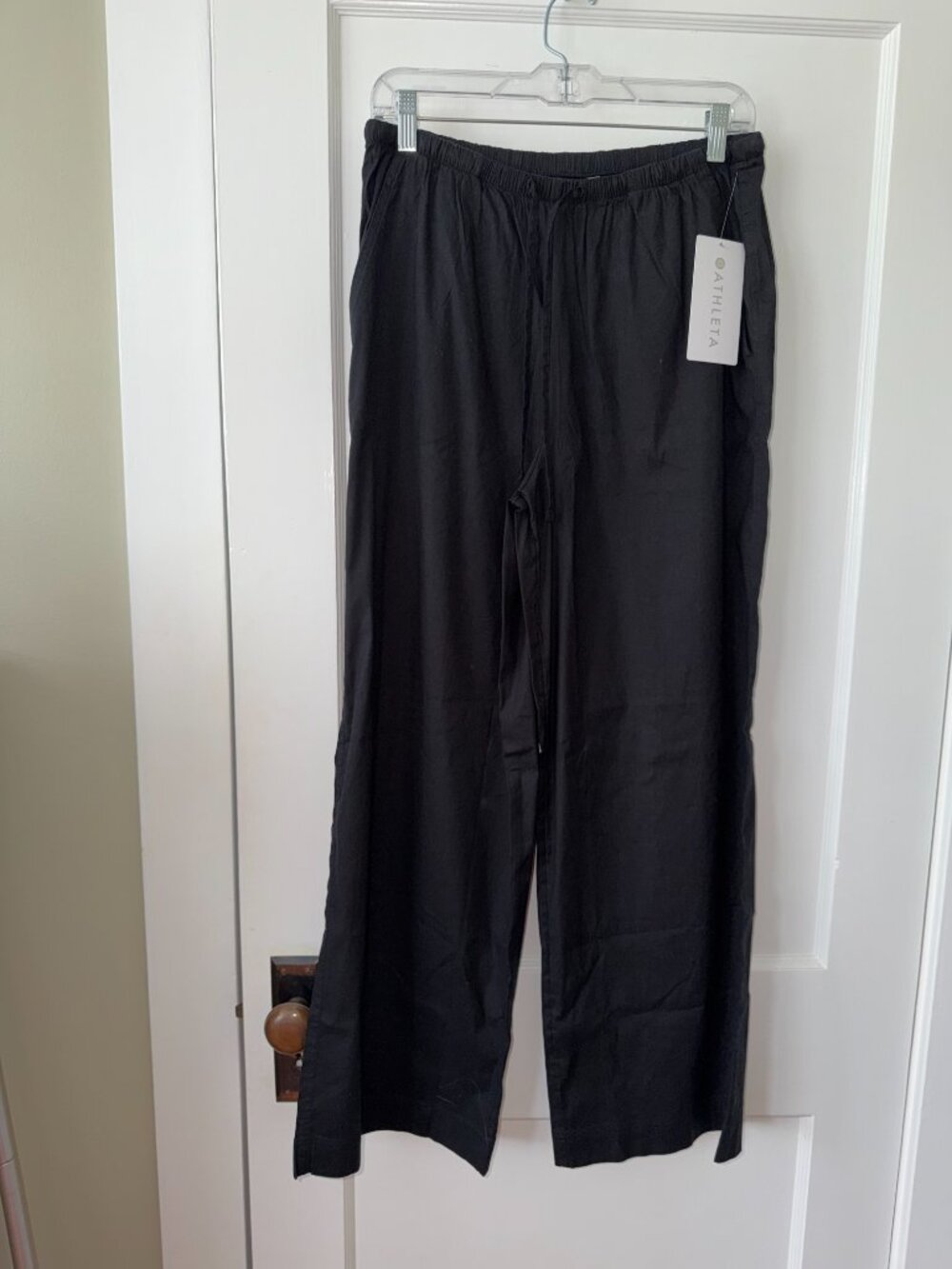 Black European Flx Linen Palazzo Pants